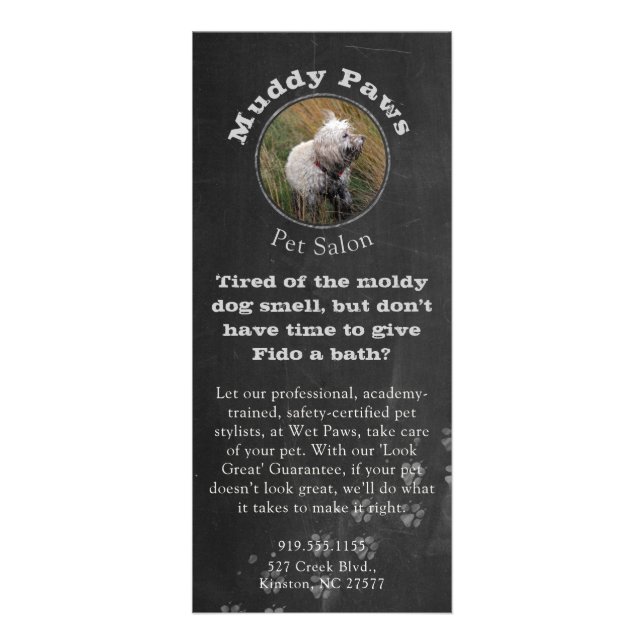 Carte Publicitaire Chalkboard Dog Grooming Services (Devant)