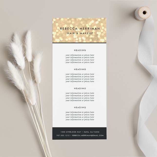 Carte Publicitaire Champagne Gold Bokeh | Tarification ou services (Créateur téléchargé)