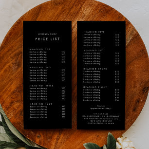 Carte Publicitaire Chic Black Double Face Business Tarifs