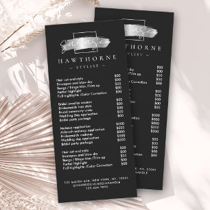 Carte Publicitaire Chic Brush Stroke Salon Tarifs Services Moderne