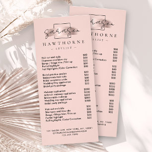 Carte Publicitaire Chic Brush Stroke Salon Tarifs Services Moderne