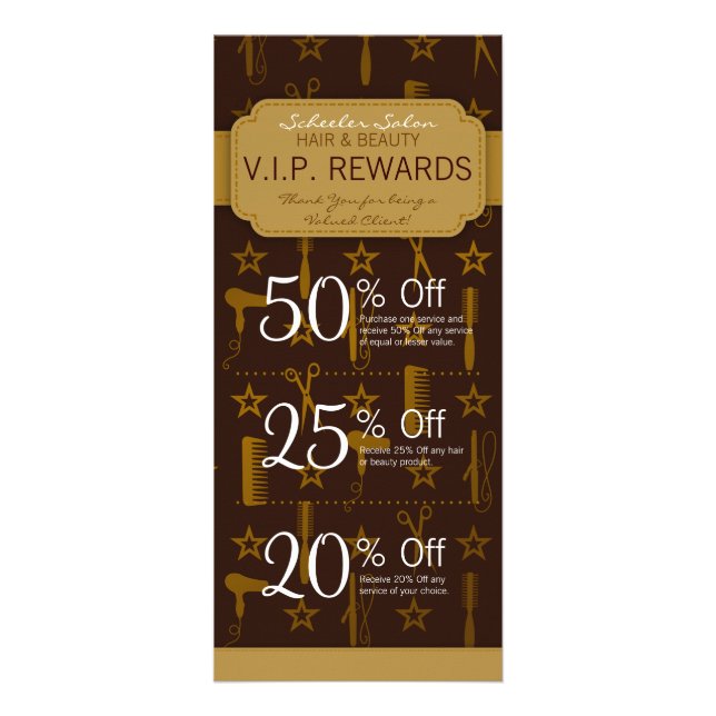 Carte Publicitaire Chic Gold & Coco Custom Salon Coupons Spécial (Devant)