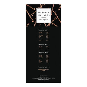 Carte Publicitaire Chic Rose Gold Bobby Pins Coiffeur Styliste Salon