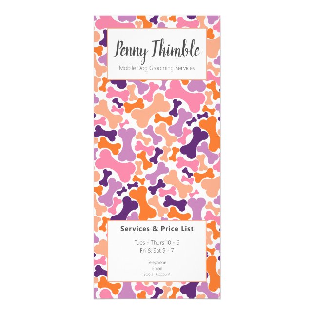 Carte Publicitaire Chien Grooming, Doggie os Groomer services (Devant)
