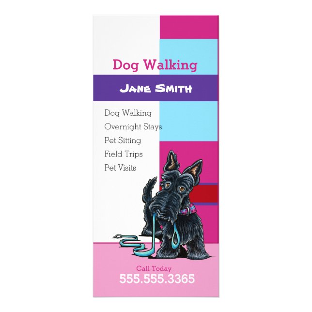 Carte Publicitaire Chien Walker Scottie Plaid Pet Business Marketing (Devant)