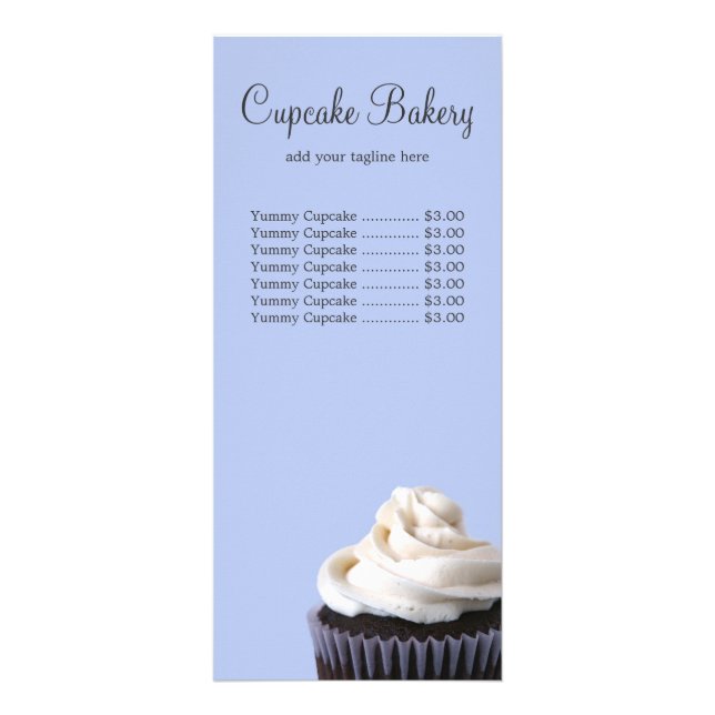 Carte Publicitaire Chocolat Cupcake Vanille Frosting Tarifs (Devant)