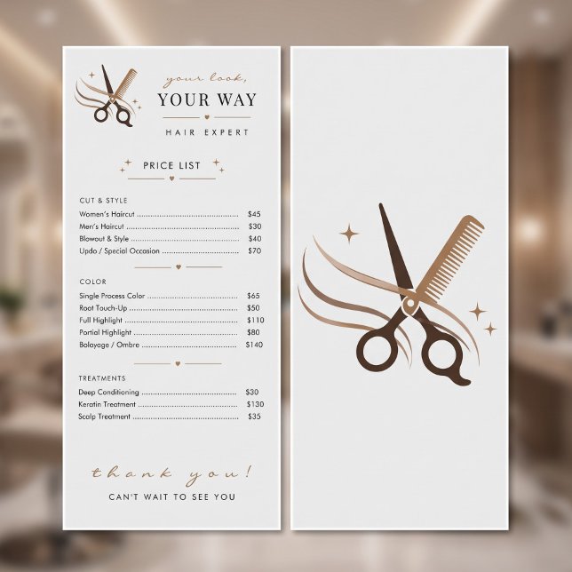 Carte Publicitaire Ciseaux blancs minimaux de coiffeur modifiables (Hair Stylist Minimal White Scissors Editable Rack Card)