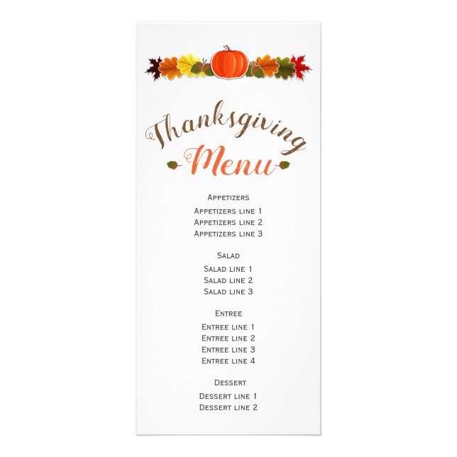 Carte Publicitaire Citrouille, glands et feuilles d'automne Thanksgiv (Devant)