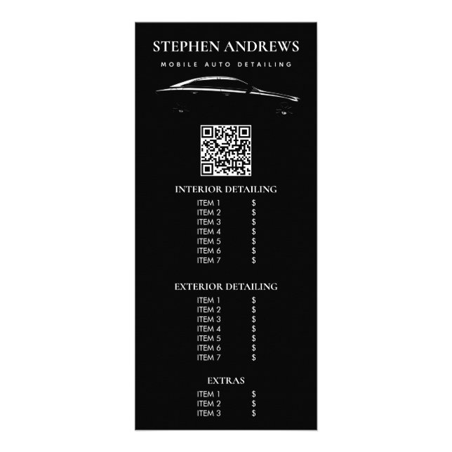 Carte Publicitaire Code QR de nettoyage de detailing automobile et de (Devant)