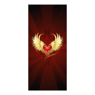 Carte Publicitaire Coeur rouge avec ailes d'or
