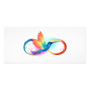 Carte Publicitaire Colibri arc-en-ciel avec symbole Infinity