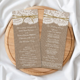 Carte Publicitaire Collection de Mariages Rustic Twine Bow - Programm