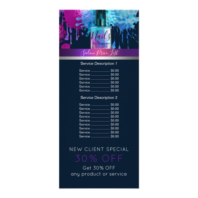 Carte Publicitaire Conception de vernis à ongles de technicien (Devant)