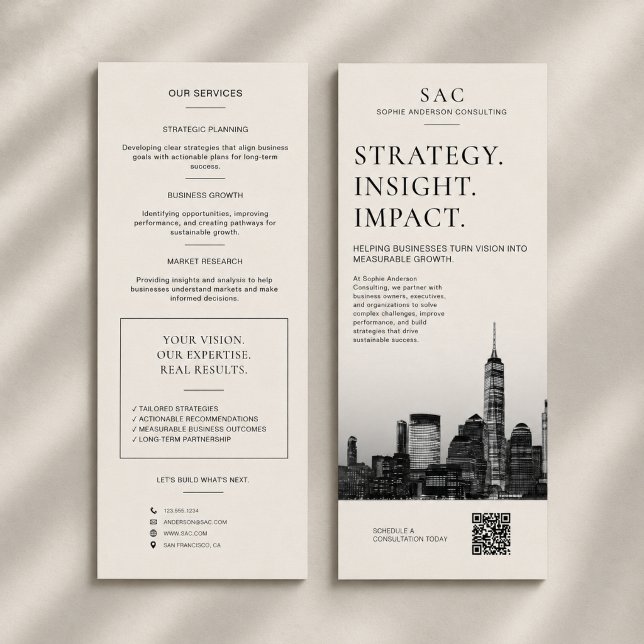 Carte Publicitaire Consultant Professionnel en Code QR Moderne (Modern QR Code Professional Consultant Rack Card)