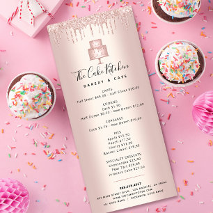 Carte Publicitaire Cuisine boulangerie Rose Parties scintillant or Pâ