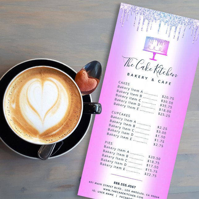 Carte Publicitaire Cuisine de boulangerie Parties scintillant pourpre (Créateur téléchargé)