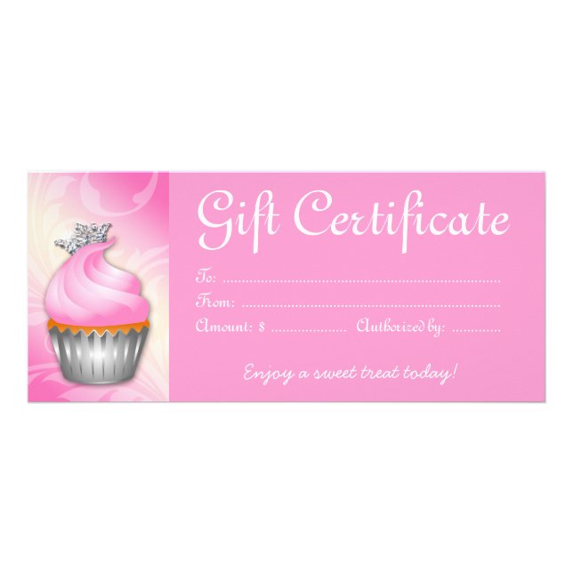 Carte Publicitaire Cupcake Boulangerie Certificat cadeau Couronne ros (Devant)