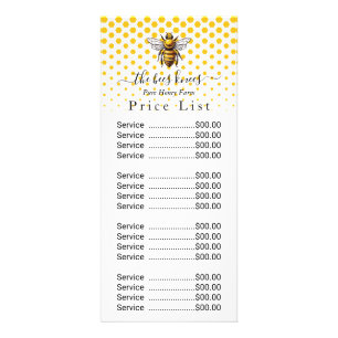 Carte Publicitaire Custom Honey Price List Rack Card - Modern Minimal