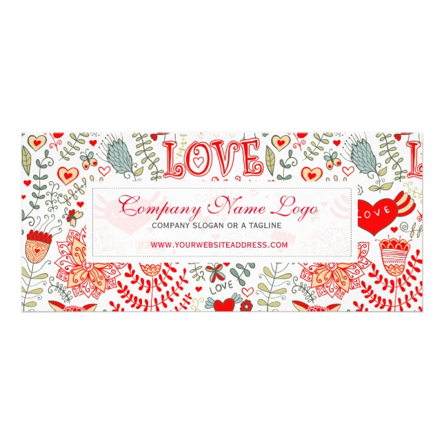 Carte Publicitaire Cute Retro Floral Valentines Design (Devant)
