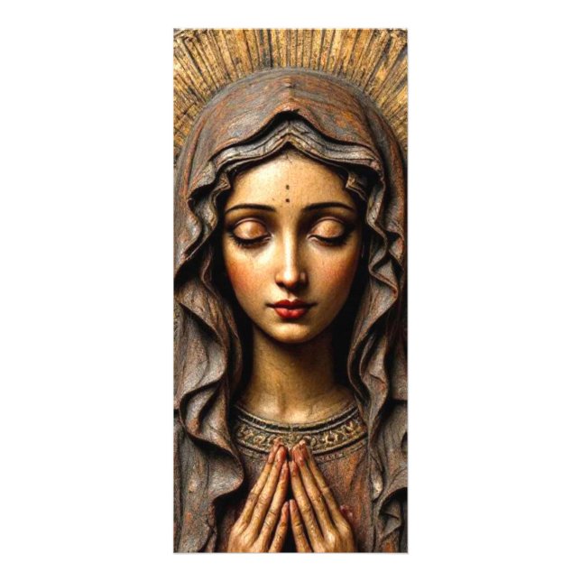 Carte Publicitaire Dévotion sculptée Marie en bois (Devant)