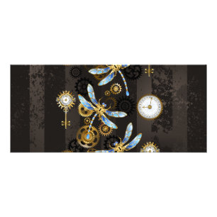 Carte Publicitaire Dragonflies de Steampunk sur arrière - plan rayé b