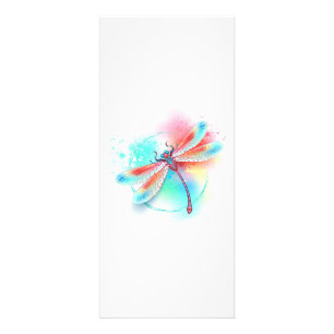 Carte Publicitaire Dragonfly rouge sur l'arrière - plan aquarelle