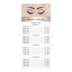 Carte Publicitaire Elégant cils & sourcils rose marbre d'or