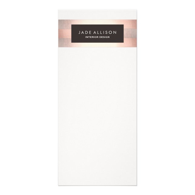 Carte Publicitaire Élégant Cuivre moderne rayé Brown Plaque (Devant)