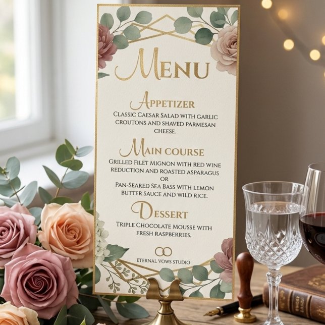 Carte Publicitaire Elegant Dusty Rose Geometric Floral Watercolor  (Créateur téléchargé)