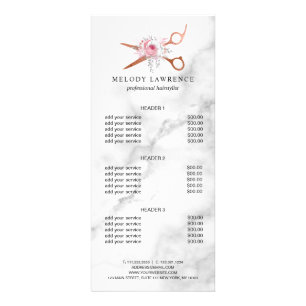 Carte Publicitaire Elégant rose en cuivre ciseaux en or coiffeuse