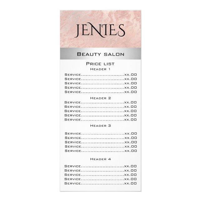 Carte Publicitaire Élégant rose moderne en or marbre argent rayé (Devant)