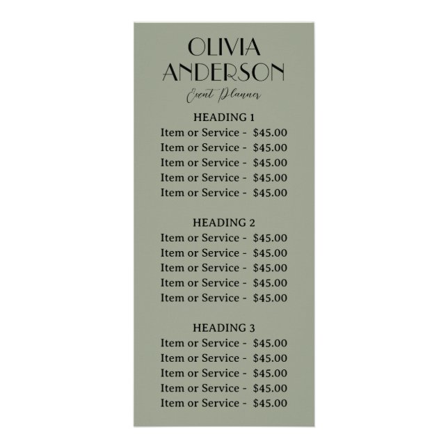 Carte Publicitaire Élégant Sage Green Neutre Boho Moderne Unique (Devant)