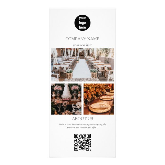 Carte Publicitaire Elégant White Event Planning Business 3 Photos (Devant)