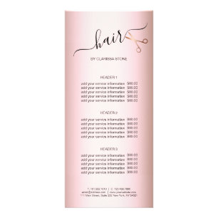 Carte Publicitaire Elégante coupe-cheveux rose d'or