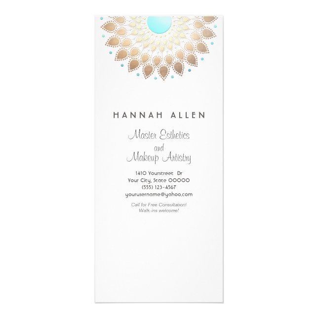 Carte Publicitaire Elégante huile d'or Feuille ornée Mandala Wood LOO (Devant)