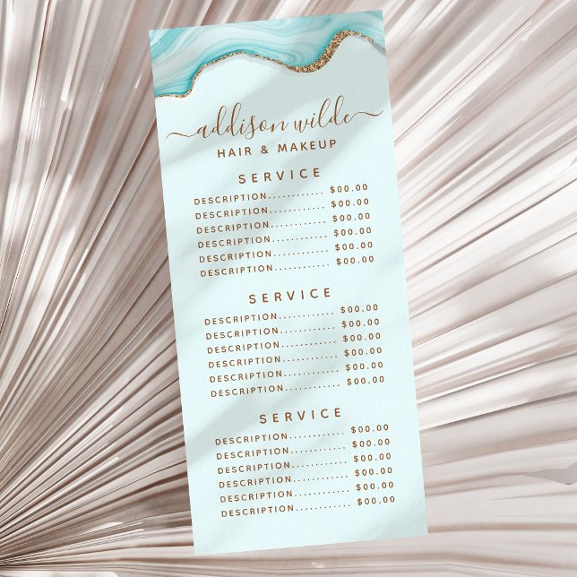 Carte Publicitaire Elégante Parties scintillant Or Bleu Marbre Agate  (Créateur téléchargé)