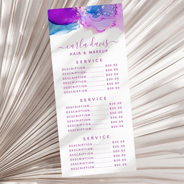 Carte Publicitaire Encre alcoolique bleu violet Signature Script (Créateur téléchargé)