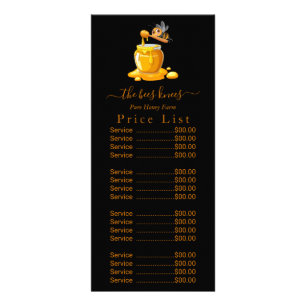 Carte Publicitaire Étiquette de miel d'abeille noire Texte métallisé
