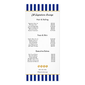 Carte Publicitaire Executive Navy Blue Stripe Gold Service Price List