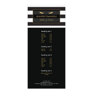 Carte Publicitaire Eyelashes d'or avec bandes noires et blanches