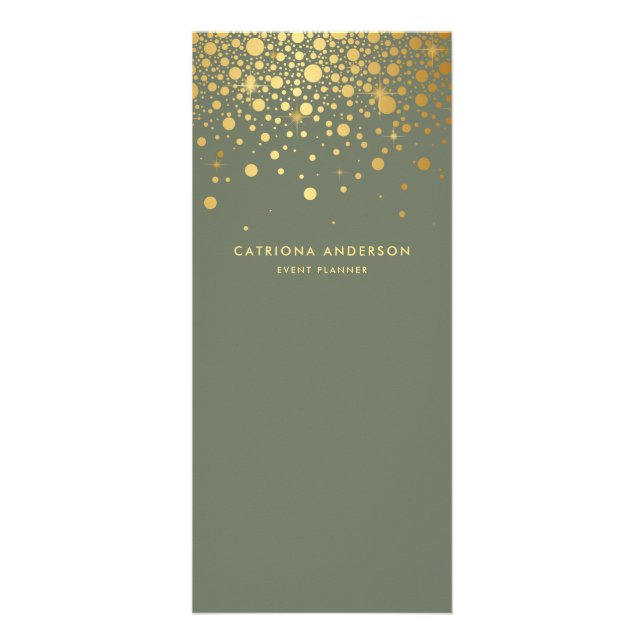 Carte Publicitaire Faux Gold Foil Confetti Dots Taupe Green Business (Devant)