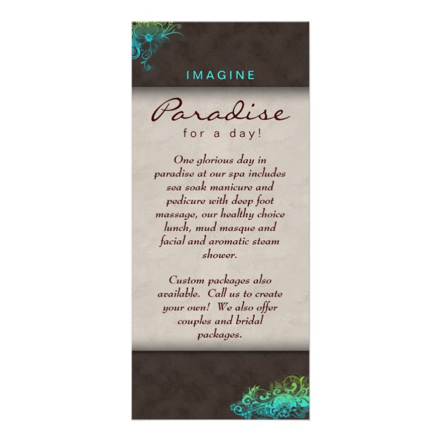 Carte Publicitaire Fleur Floral Salon Spa Bleu Vert Brown (Devant)