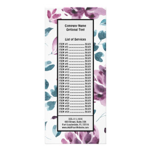 Carte Publicitaire Fleurs violettes aquarelle Jardin floral