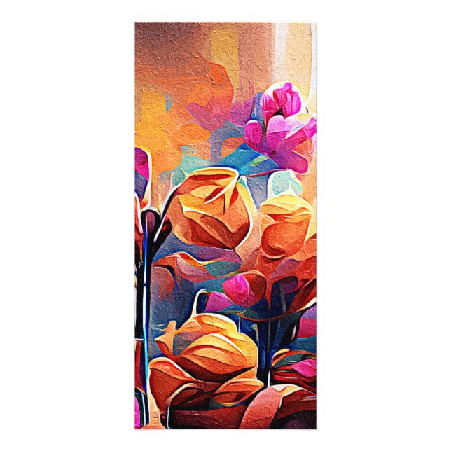 Carte Publicitaire Floral Abstract Art Orange Red Blue Flowers (Devant)