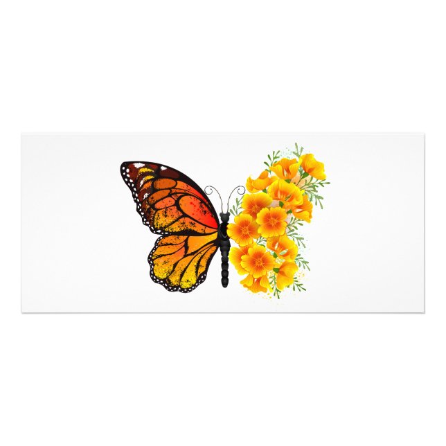 Carte Publicitaire Flower Butterfly with Yellow California Poppy (Devant)