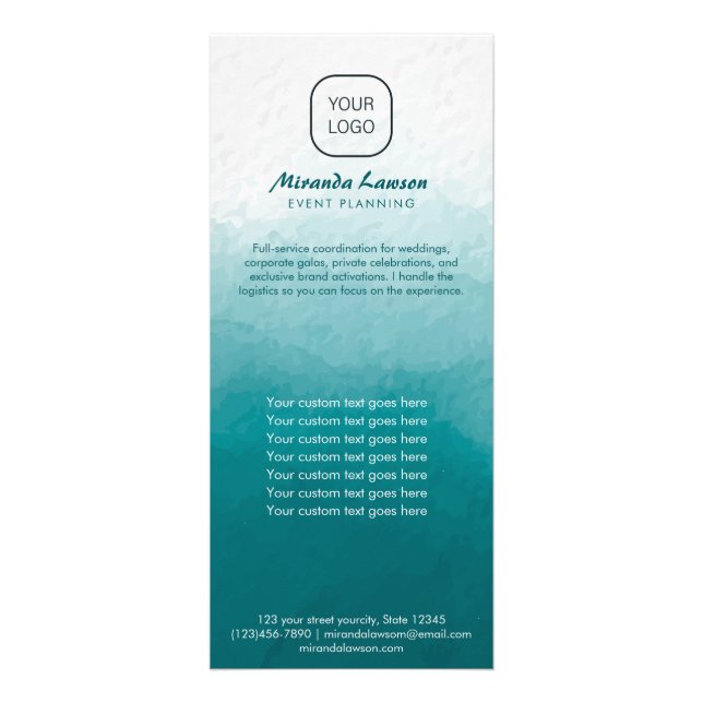 Carte Publicitaire Fond aquarelle vert cyan  (Devant)