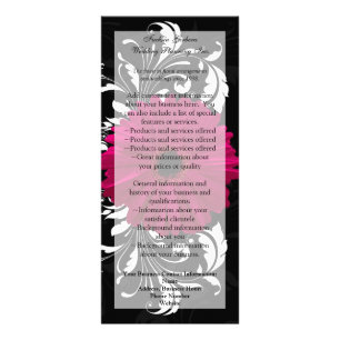 Carte Publicitaire Fuchsia Scroll Gerbera Daisy avec noir et blanc