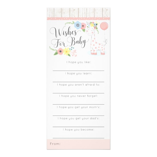 Carte Publicitaire Giraffe Baby shower Waches Jeu Floral Rustique (Devant)