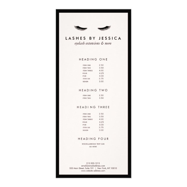 Carte Publicitaire Glam Eyelashes Classique Noir et Rose (Devant)