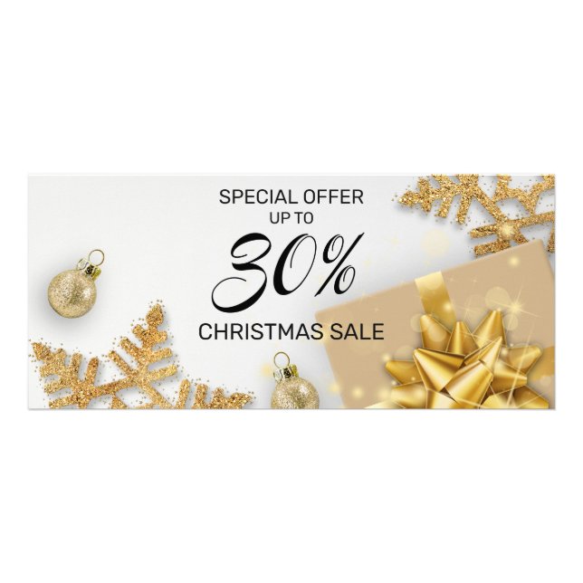 Carte Publicitaire Gold Christmas Balls Cadeau Gold Snowflakes Remise (Devant)
